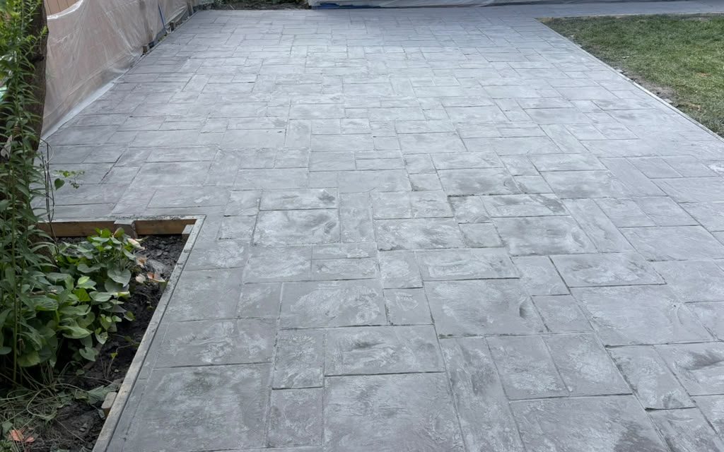 Ashlar slate stamped pattern on a finished concrete slab — Chicago, IL